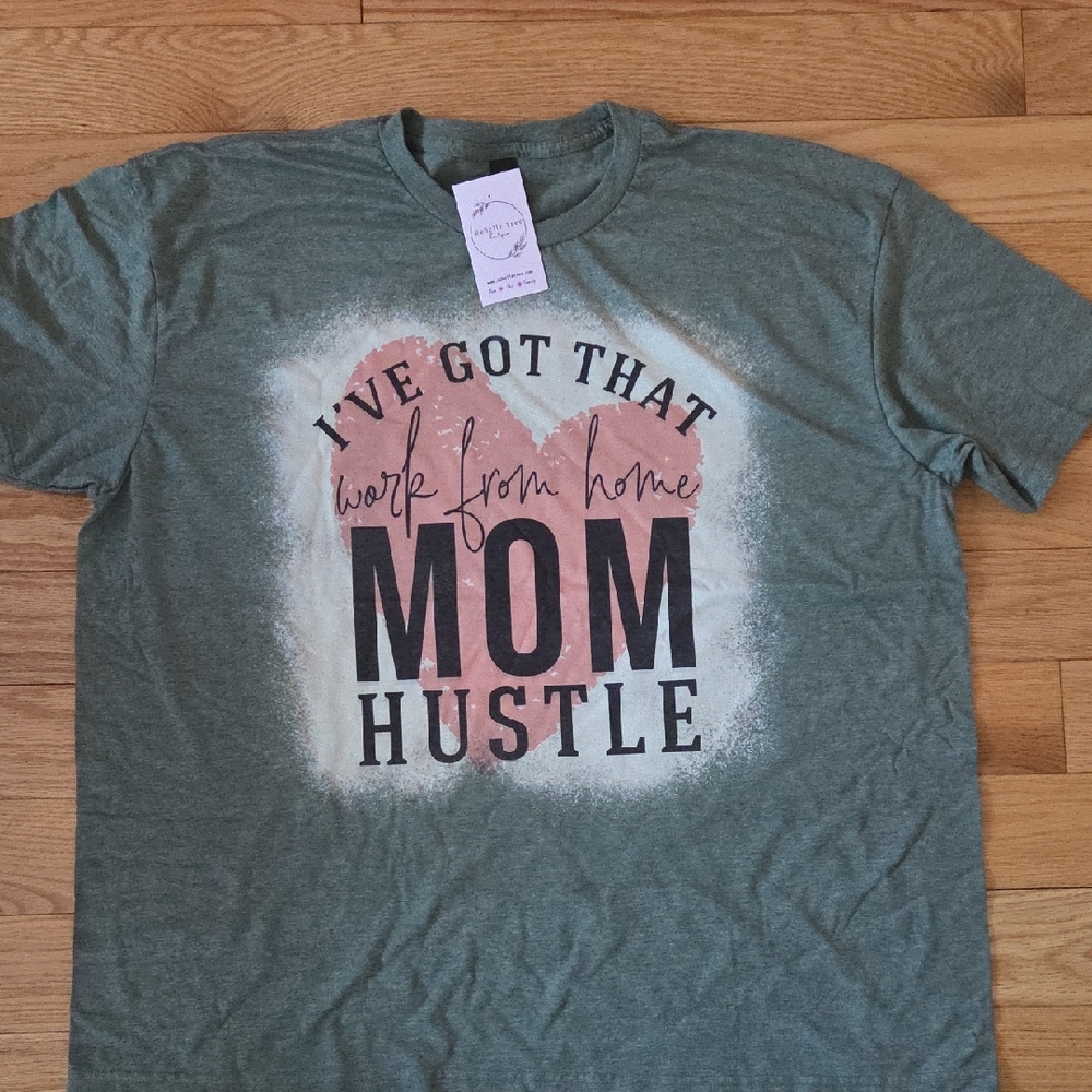 Green 'Work From Home Mom Hustle' Graphic Tee